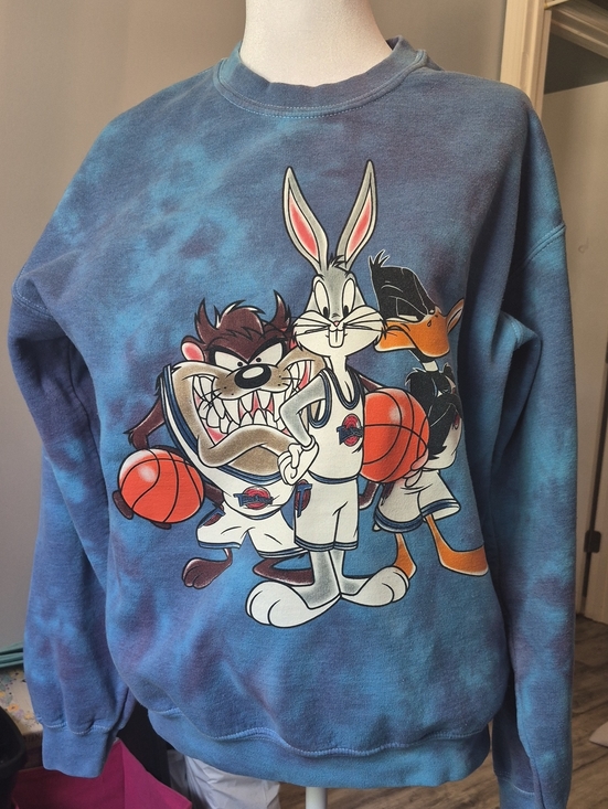 Other - Blue Space Jam Graphic Crewneck Sweatshirt - Bugs Bunny, Taz & Daffy